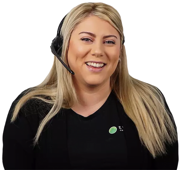 Smiling female customer service representative wearing a headset, representing Environ Drainage Services, emphasizing client support and expertise in drainage solutions.