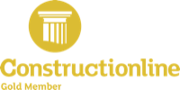 Constructionline Gold Member logo, symbolizing quality assurance in emergency drain services for stadiums by Environ Drainage Services.
